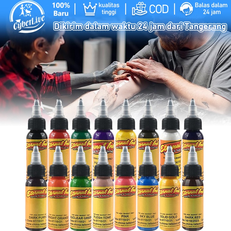 HARGATERMURAH 16 Warna Tinta Tato Set 3ml Pigment Tato Sulam Pewarna Tato Kulit Kecantikan Tattoo In