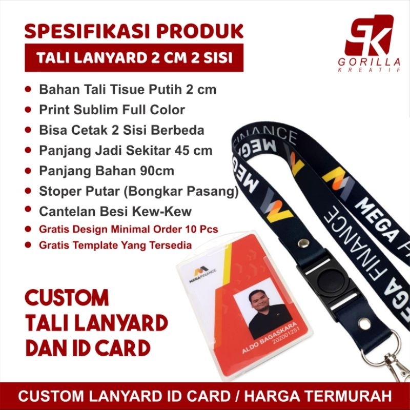 

PAKET TALI LANYARD & ID CARD KEREN CETAK 2 SISI BAHAN TISSUE PREMIUM BISA SATUAN