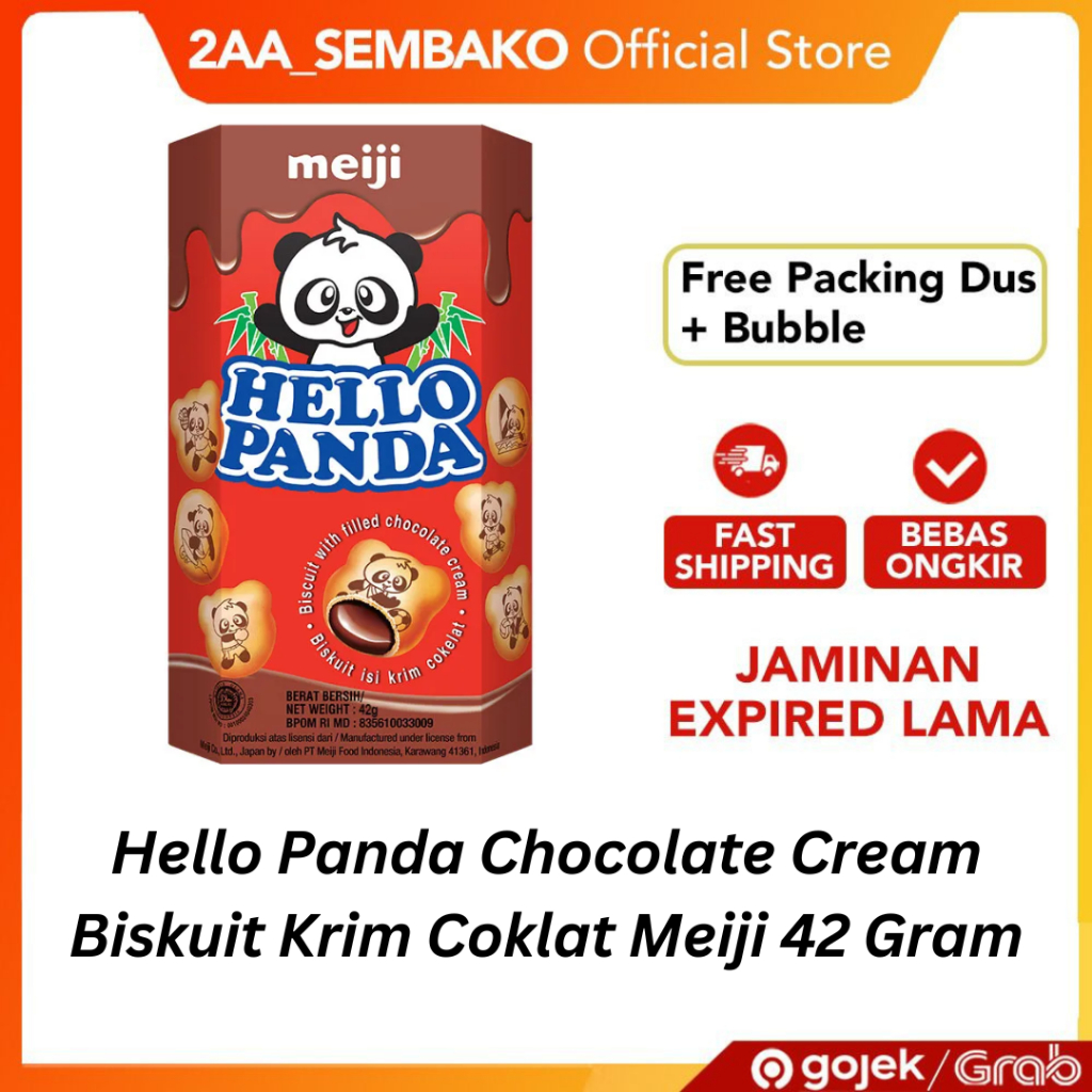 

Hello Panda Chocolate Cream Biskuit Krim Coklat Meiji 42 Gram