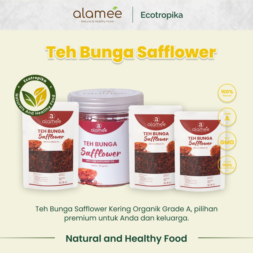

Ecotrpika x Alamee Teh Bunga Safflower Kering Organik Grade A Alami Siap Seduh Minum Minuman Sehat Organic