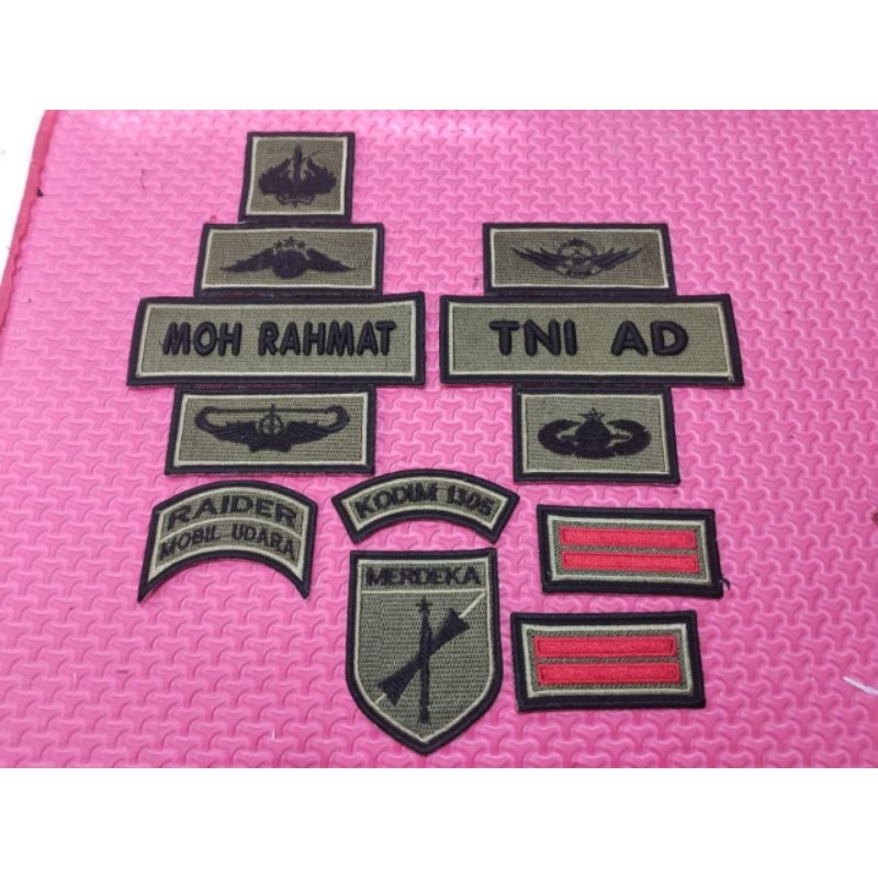 Full set Atribut TNI AD Matra darat Papan Nama TNI AD Matra darat Perkeras