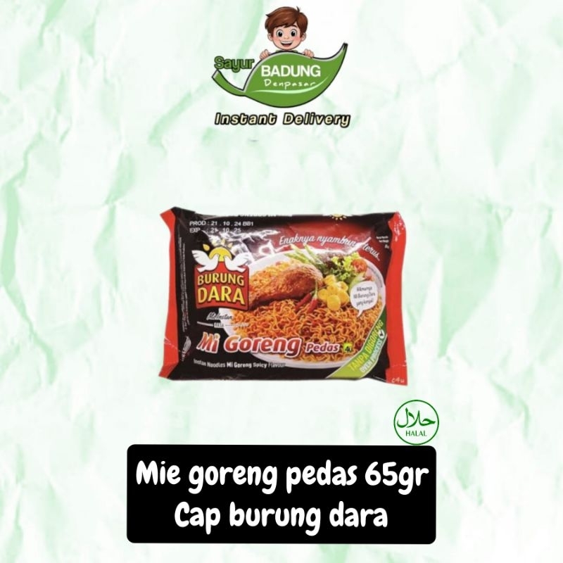 

mie goreng pedas 65 gram cap dara _ sayur Badung