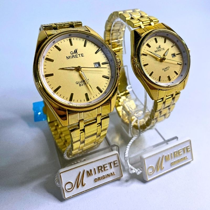 Jam Tangan MIRETE Rantai GOLD Water Resistant Jam Tangan Couple Original