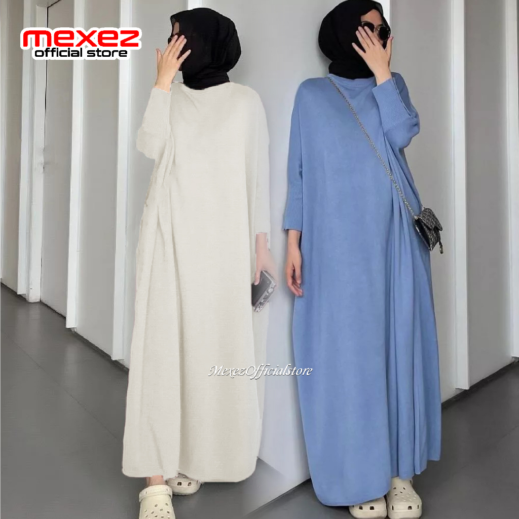 Gamis Knit Premium Jumbo Ld 130 Midi Batwing Dress Wanita Kekinian