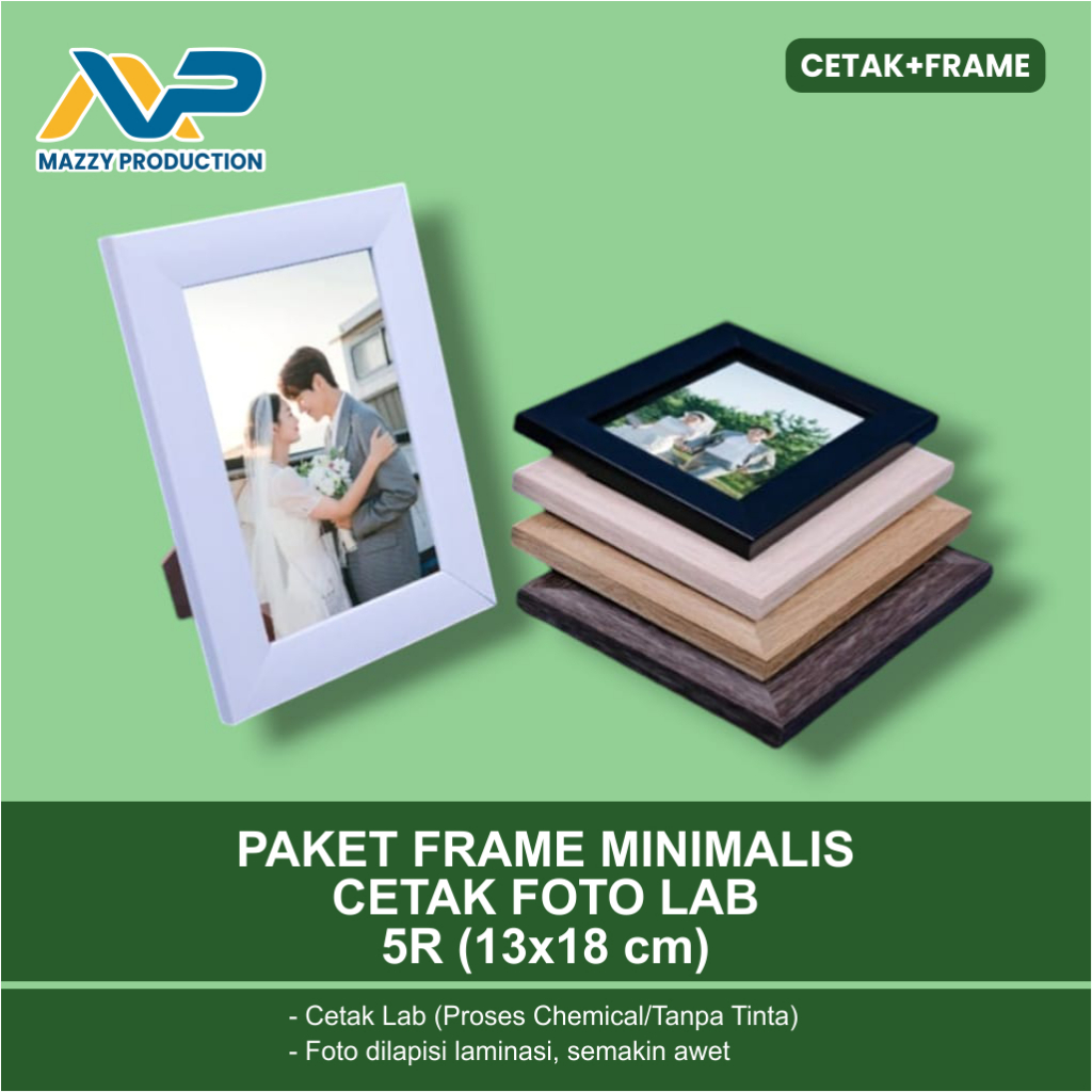 Paket Cetak 5R Frame Foto Minimalis Pakai Kaca