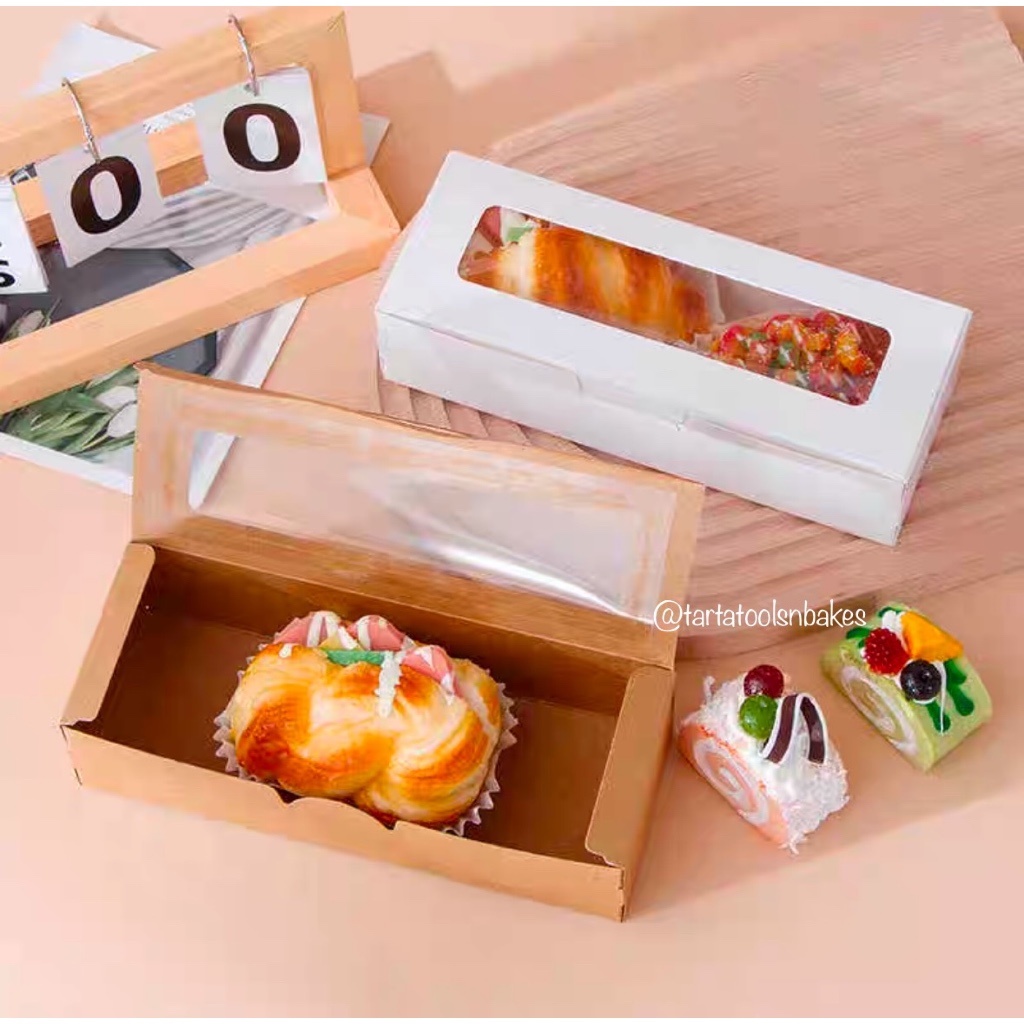 (5PCS) Kotak Roll Cake | Paper Box Macaron | Box Mika Kue Cake / Cheese Cake Bosque / Mochi | Window