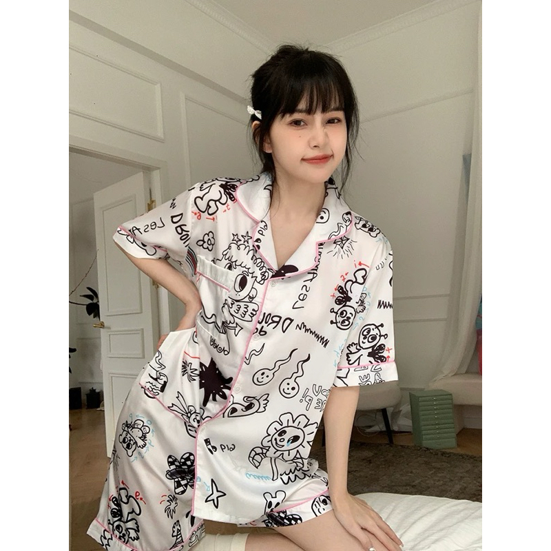 Baju Tidur Piyama Set Setelan Wanita Big Size HotPants