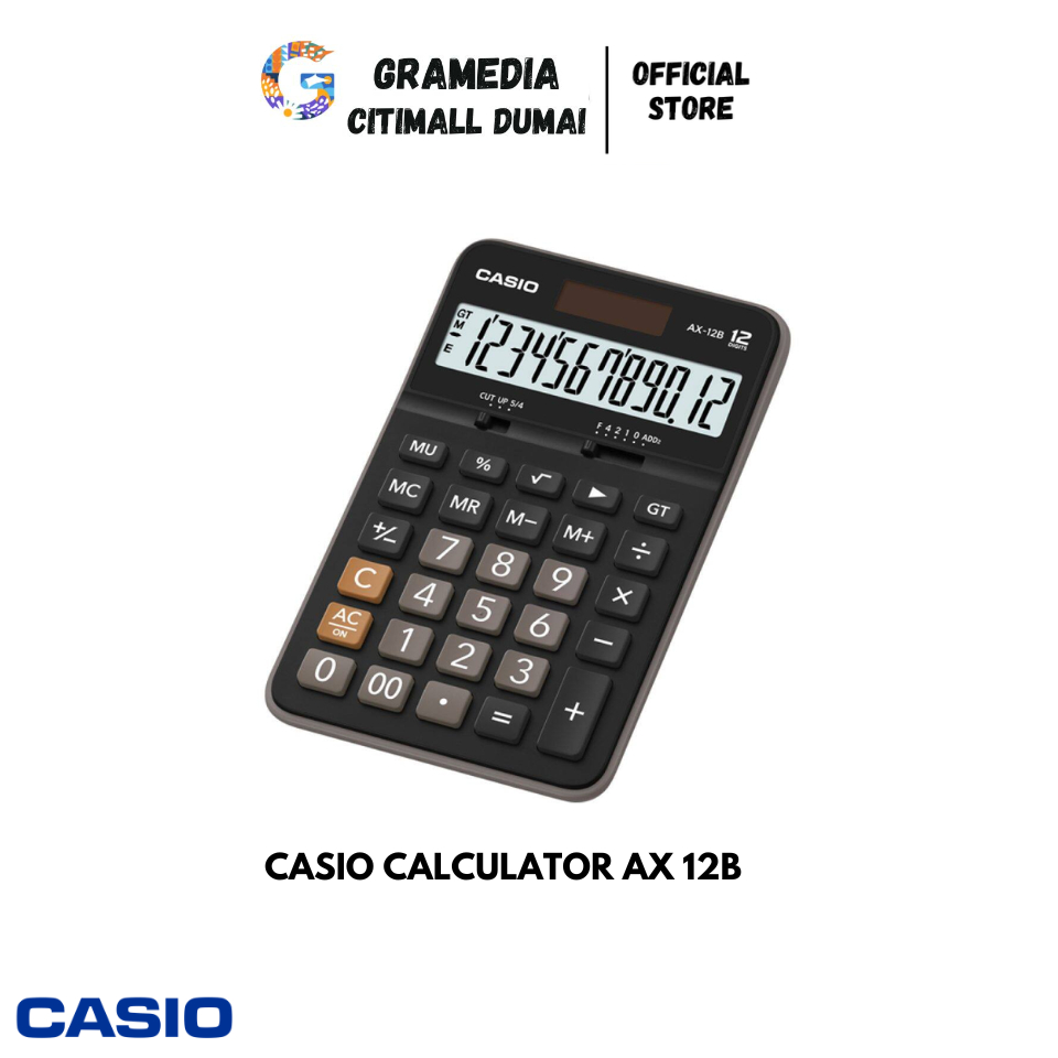 

CASIO CALCULATOR AX 12B - Kalkulator Kantor Dagang 12 Digits (Original) Gramedia Citimall Dumai