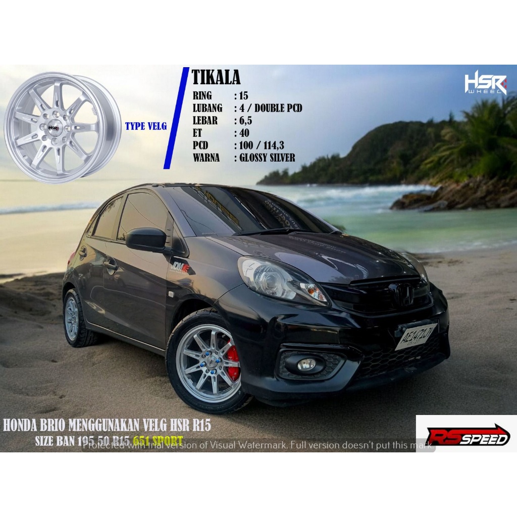 PAKETAN VELG RACING MOBIL HONDA BRIO VELG HSR R15 DAN BAN ACCELERA 651 SPORT 195 50 R15