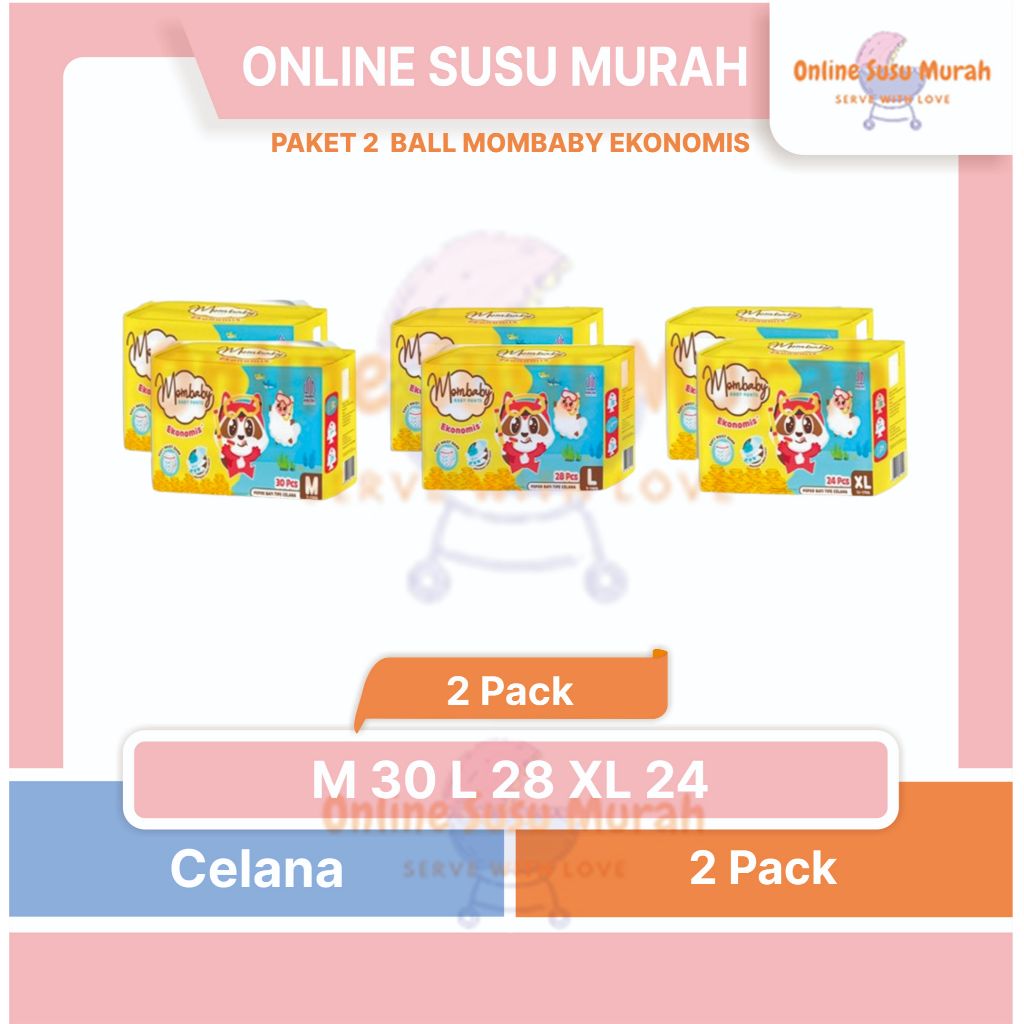 MOMBABY EKONOMIS PAKET 2 BALL M30 L28 XL24 MOM BABY POPOK CELANA M 30 L 28 XL 24 PPKS
