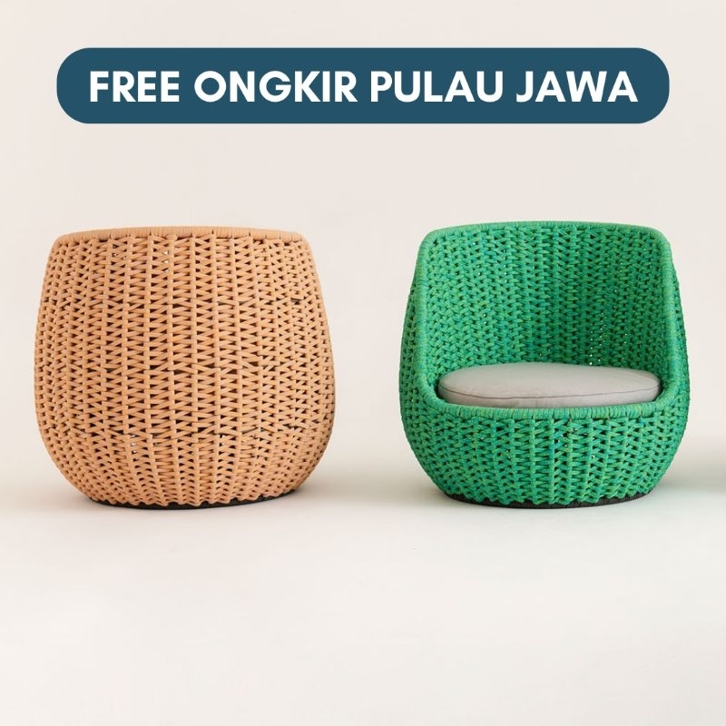 (GRATIS ONGKIR) PREMIUM KURSI TERAS TALI SEPATU / ROTAN SINTETIS By Minimalis Furniture