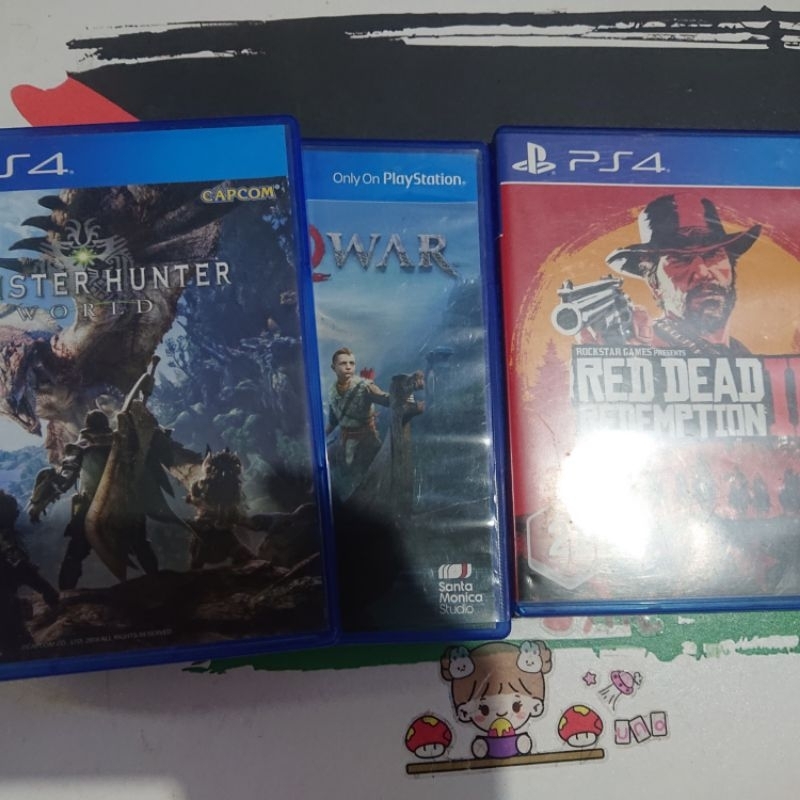 kaset atau Disc Ps4 second, MHW, RDR2, GOW