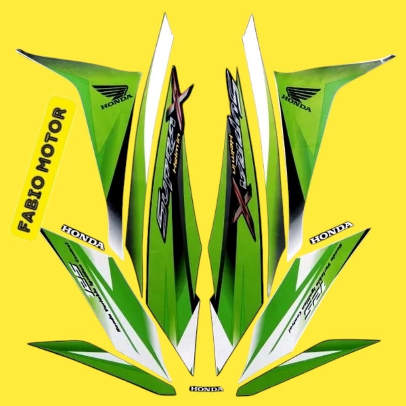 Stiker motor Supra x 125r 2011 helm in hijau bisa dipernis