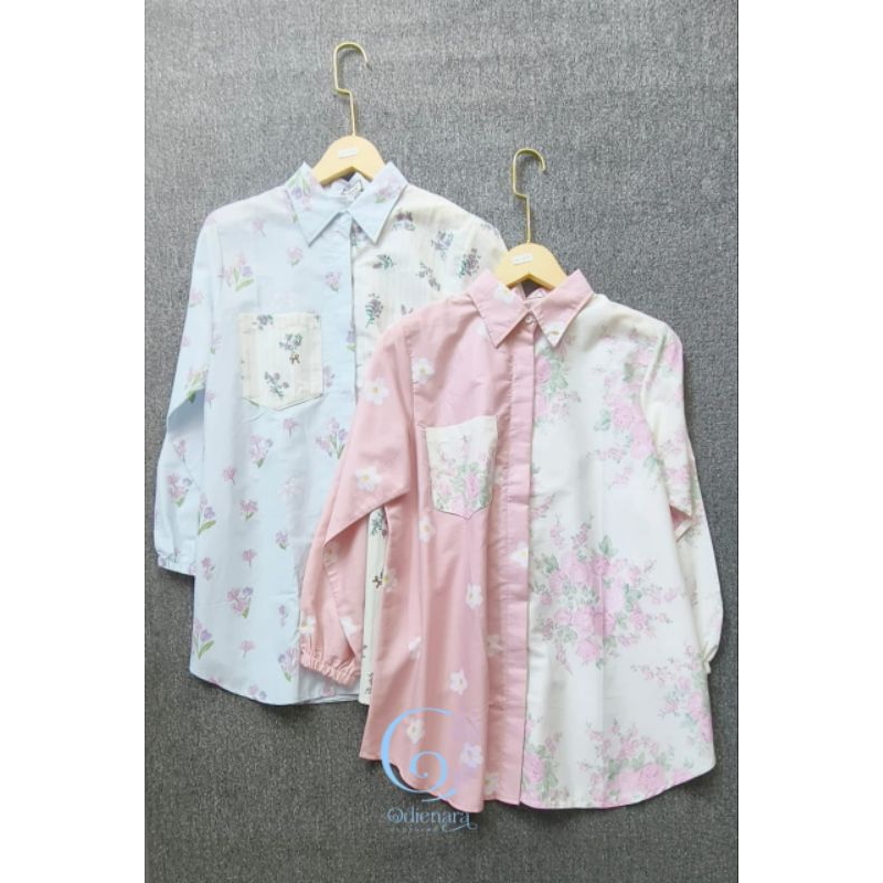 Atasan Wanita Kemeja Katun Jepang Motif Bunga