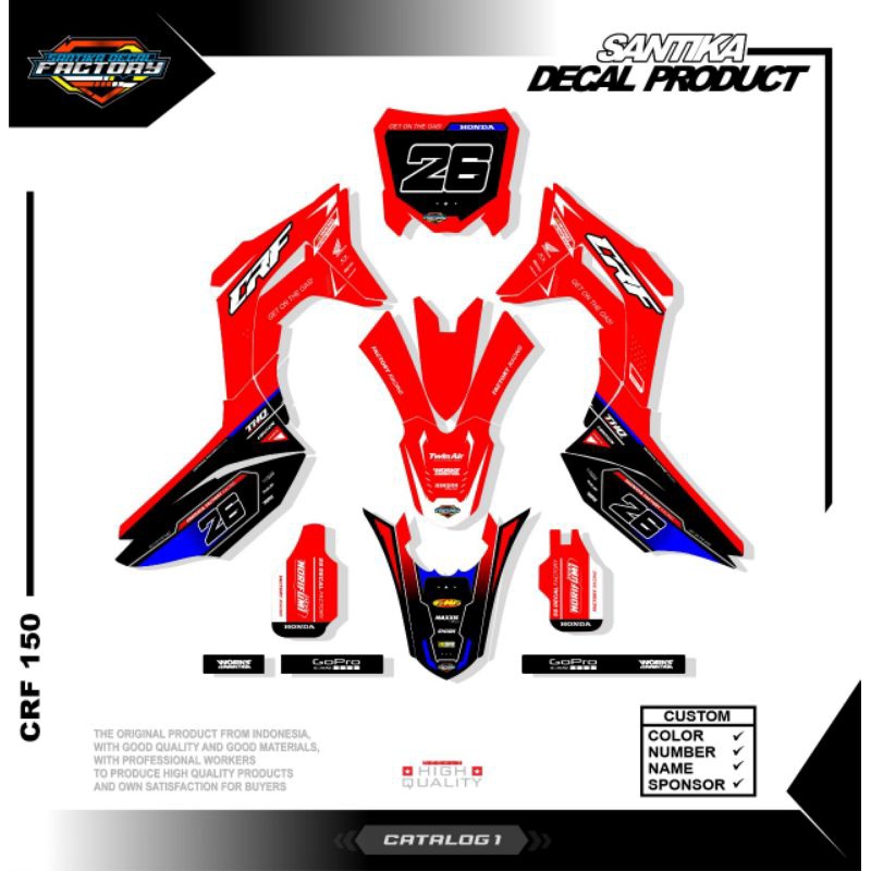 STIKER DECAL MOTOR CRF 150L /CRF 150L/STIKER MOTOR CRF 150L/DECAL CRF KEREN FULL BODY BEBAS REQUEST