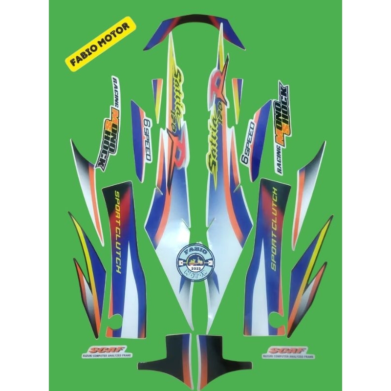 Striping List Body Satria 2 Tak Lumba 120 R - Putih Hitam bisa dipernis