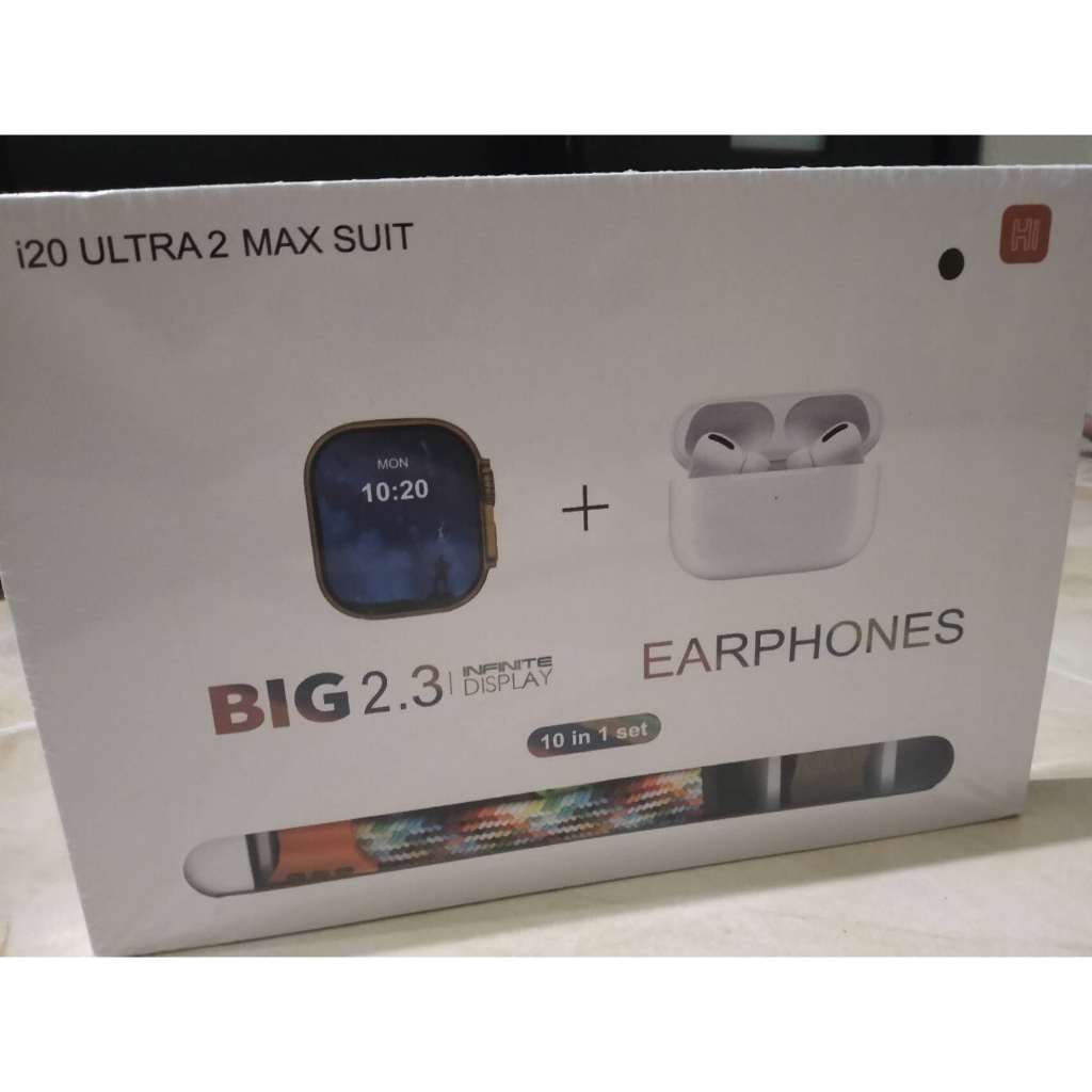 SMARTWATCH i20 ULTRA 2 MAX SUIT BIG 2.3 + EARPHONES (BLUETOOTH WIRELESS)