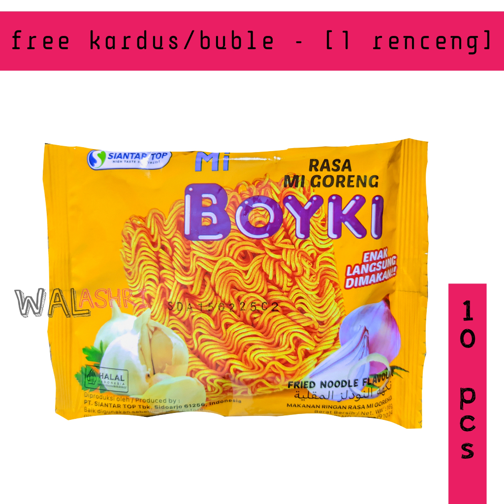 

Boyki Rasa Mi Goreng 16gr Snack Mie 1 RENCENG ISI 10 SACHET Jajanan Jadul