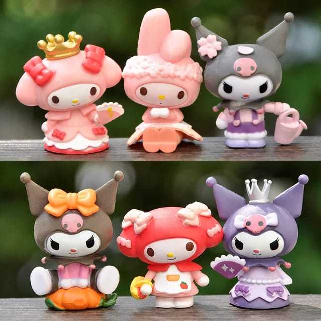 6 pcs Pajangan Karakter Figure Action Sanrio Pajangan Action Figure Kuromi Karakter Sanrio Topper Ca