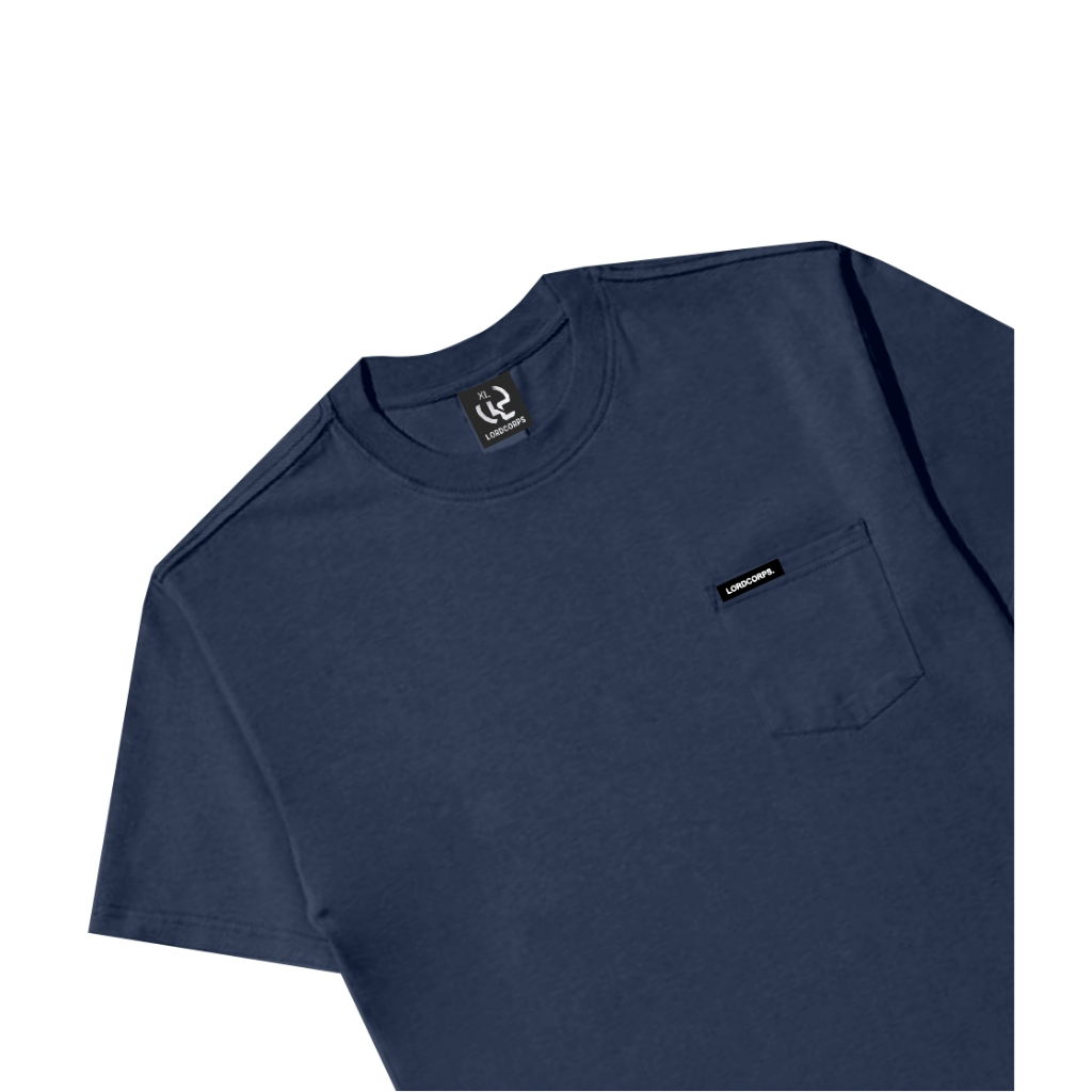 Kaos pria distro pakaian pria atasan kaos distro tshirt saku depan navy