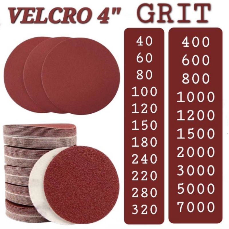 AMPLAS BULAT VELCRO 4 INCH 4" TEMPEL SANDING DISC PAD ORBITAL SANDER BATU AKIK KAYU BESI STAINLESS G