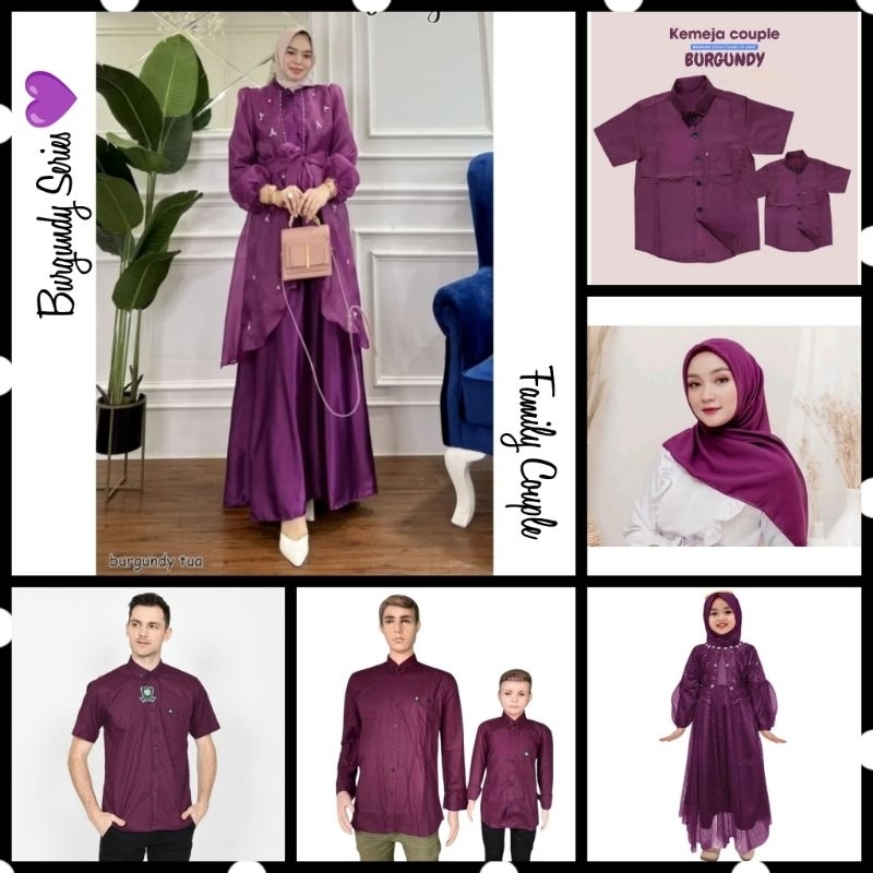 Family Couple burgundy series Finola GAMIS DRESS BAJU KEMEJA KOKO KURTA LEBARAN COUPLE PASANGAN AYAH