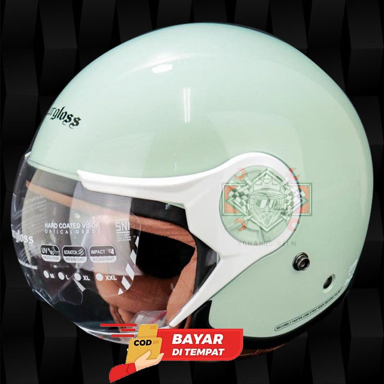 CARGLOSS HELM YR HIJAB  S GREEN WHITE - RETRO CARGLOSS