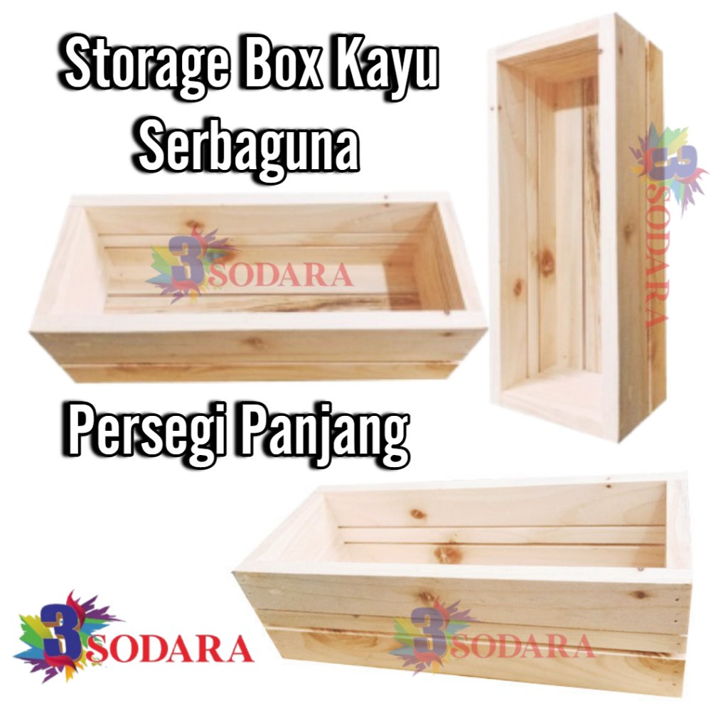 Storage Box Kayu Serbaguna Persegi Panjang Model Palet
