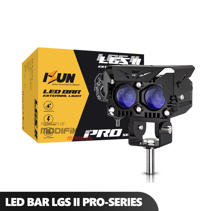 Lampu Tembak Laser LED BAR ISUN LGS II Pro-Series SQL 2 Mata dengan Demon Eyes Blue Lens DC9-60V/25W