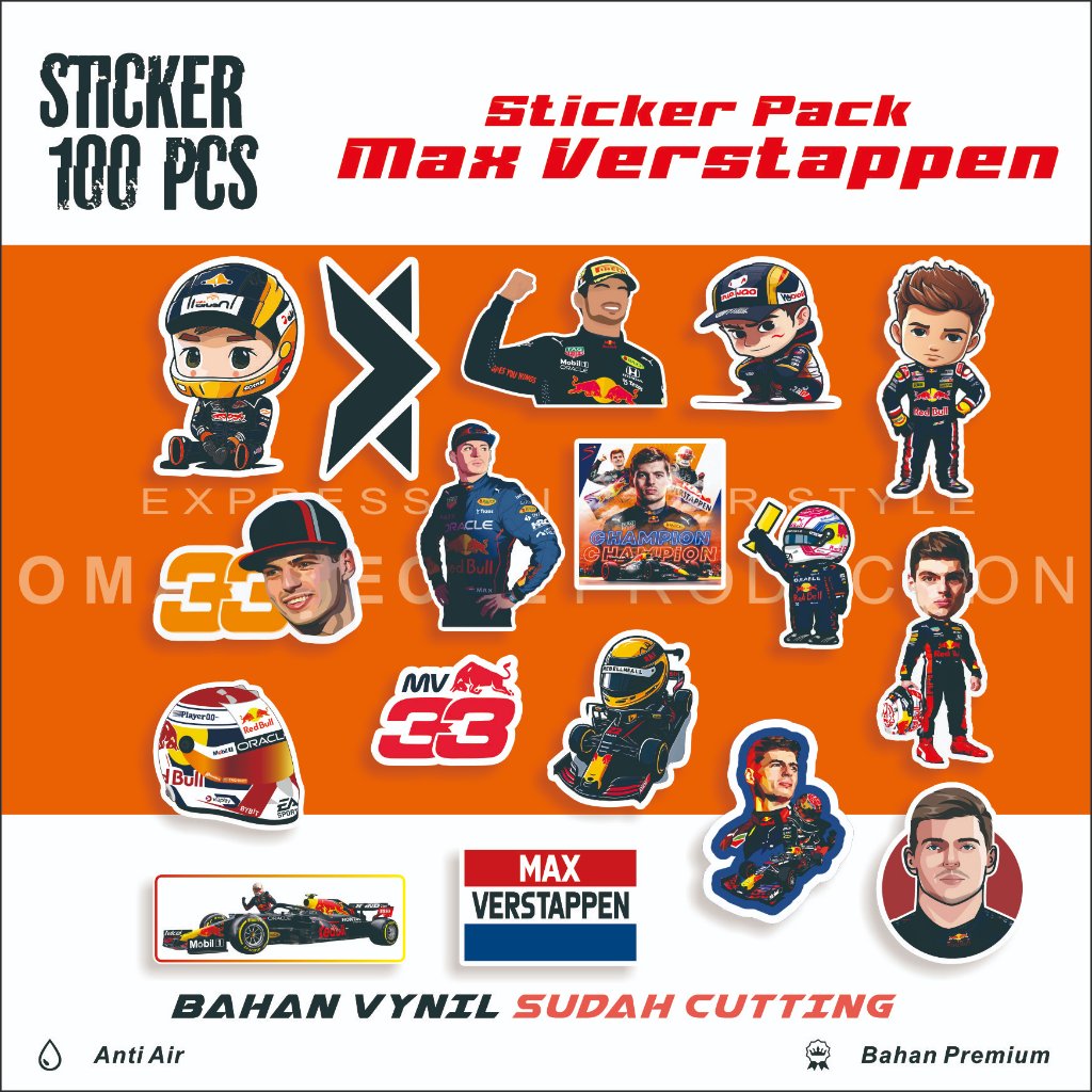 

STICKER SET MAX VERSTAPPEN RANDOM STIKER ANTI AIR UNTUK LAPTOP CASE HP HELM STICKER CASE