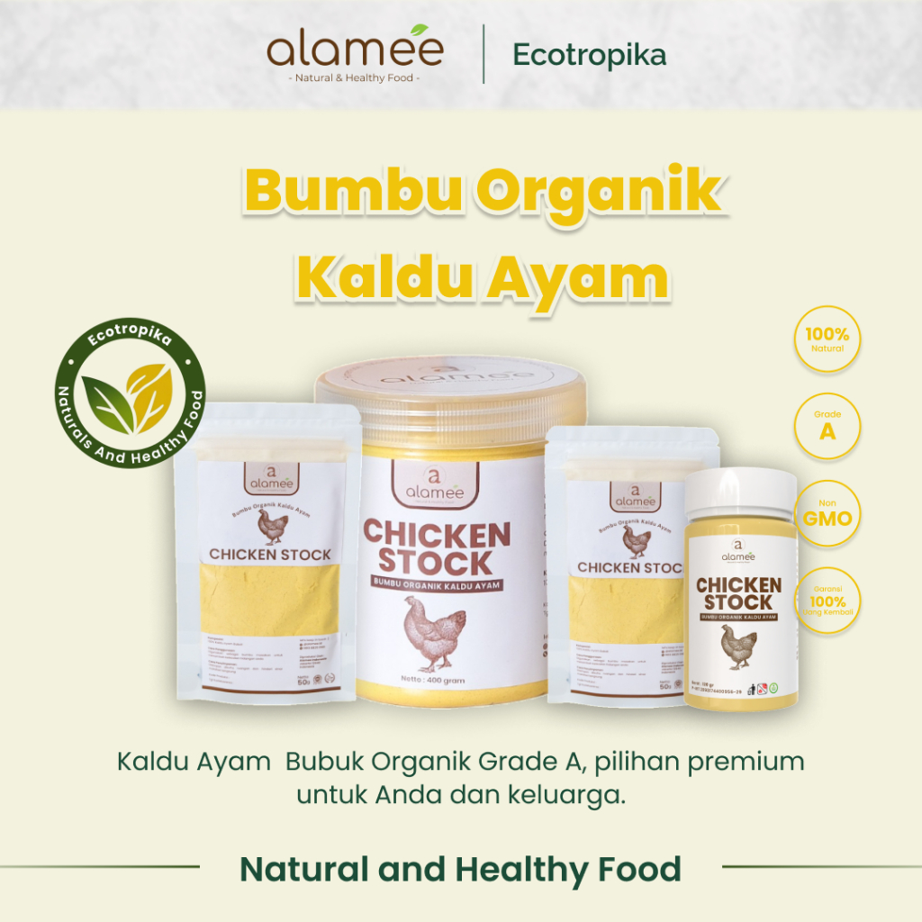 

Kaldu Ayam Bubuk Chicken Stock Powder Extract Seasoning Non MSG Murni Asli Tanpa Campuran