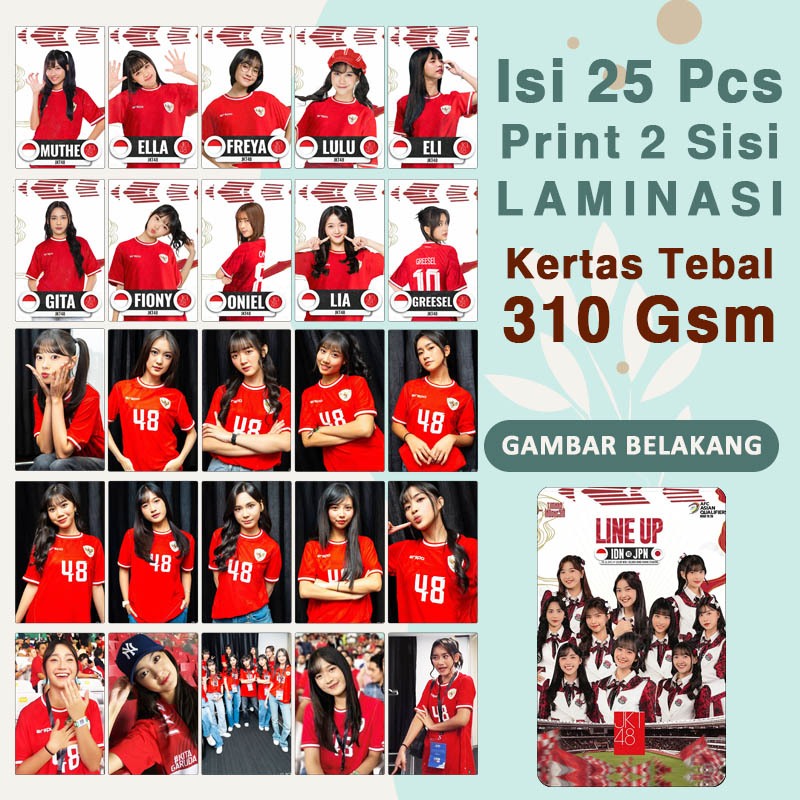 Photocard JKT48 Edisi Sepakbola Jersey Timnas dan Erigo Jersey Isi 25 pcs Bolak-balik Kertas Tebal