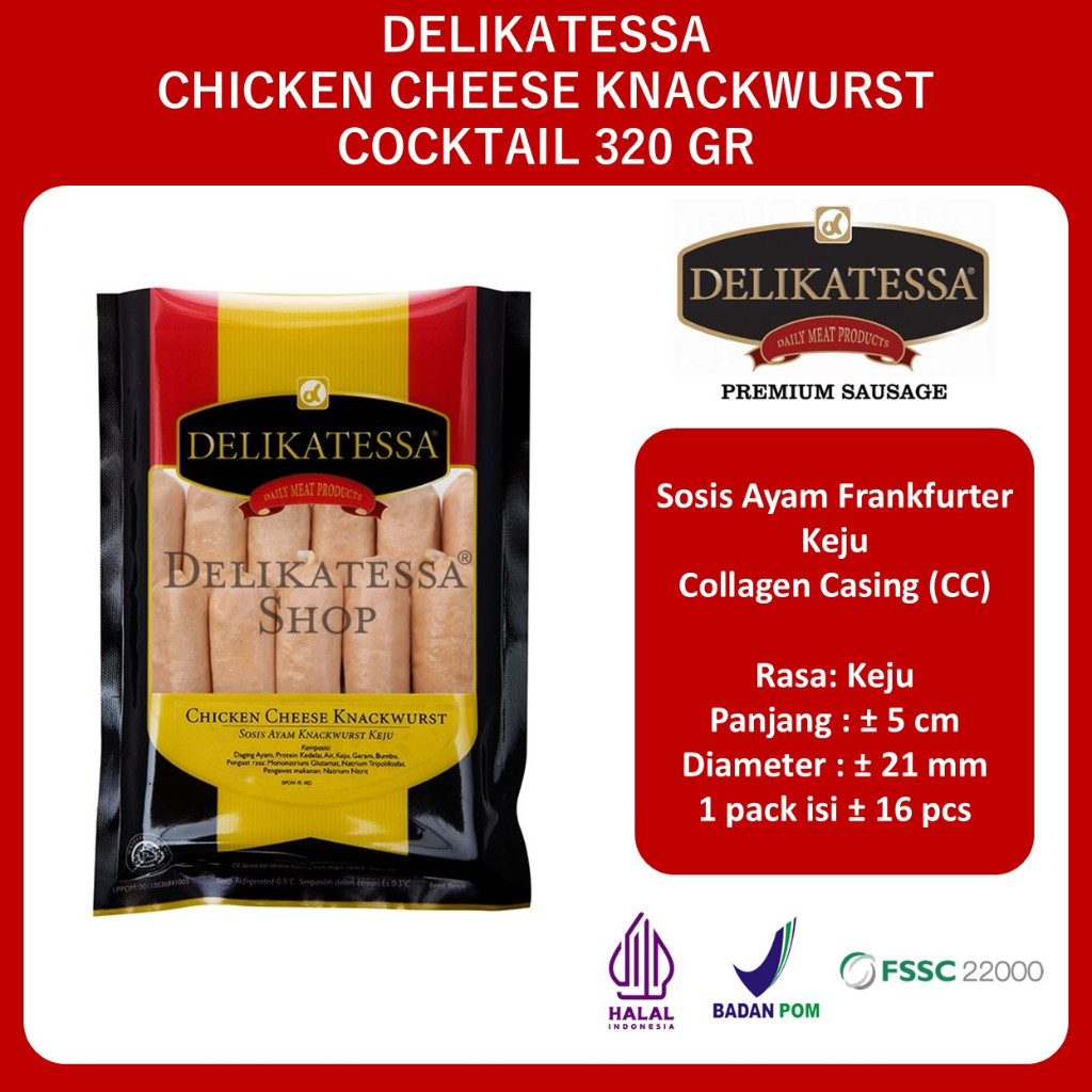

Delikatessa Chicken Cheese Knackwurst Cocktail 320 GR Sosis Ayam Keju Cocktail Halal