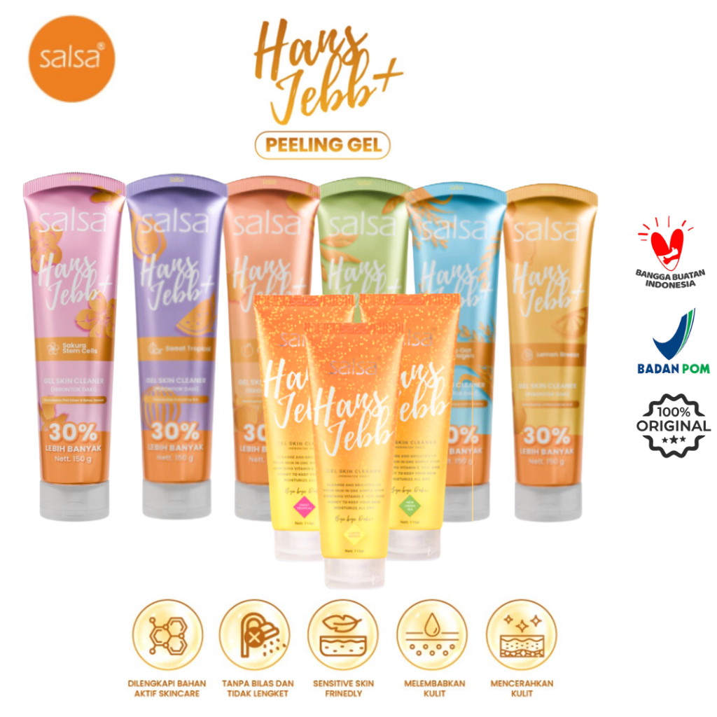 Salsa Hans Jebb+ Peeling Gel - Isi Lebih Banyak 30% - Gel Skin Cleanser Eksfoliasi Perontok Daki Tub