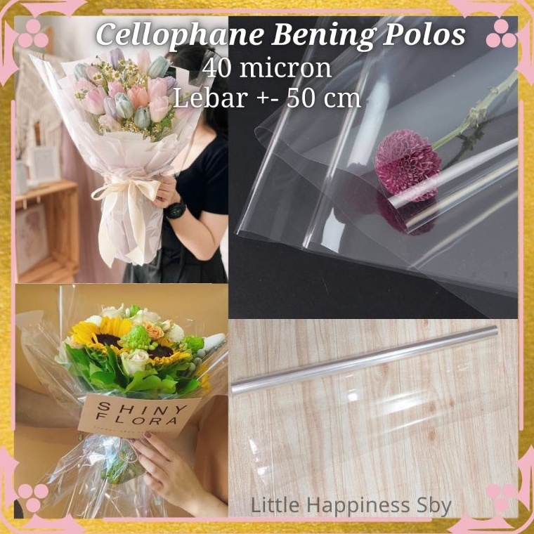 

Paket Khusus TERMURAH 1 roll1meter Kertas wrapping cellophane bening plastik opp mika buket bunga transparant sampul buku