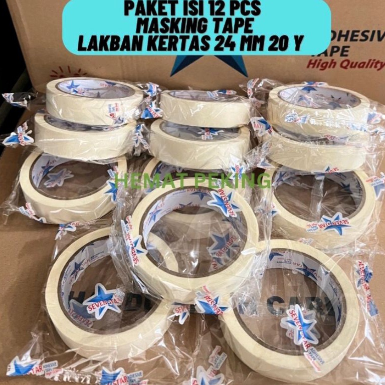 

Kualitas Bagus Lakban Kertas Masking tape 24 mm 2 y PAKET ISI 12 pcs