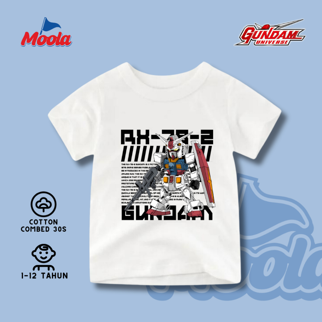 GRATIS STIKER SABLON DTF Kaos ANAK GUNDAM MINI SD RX78 2 | ZAKU | BARBATOS LUPUS REX | Non Official 