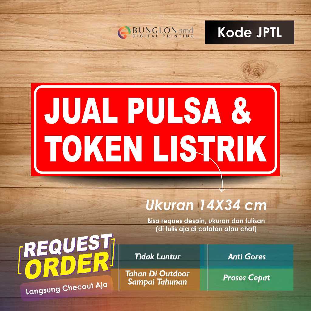 

STIKER JUAL PULSA DAN TOKEN LISTRIK + LAMINASI KODE JPTL MERAH