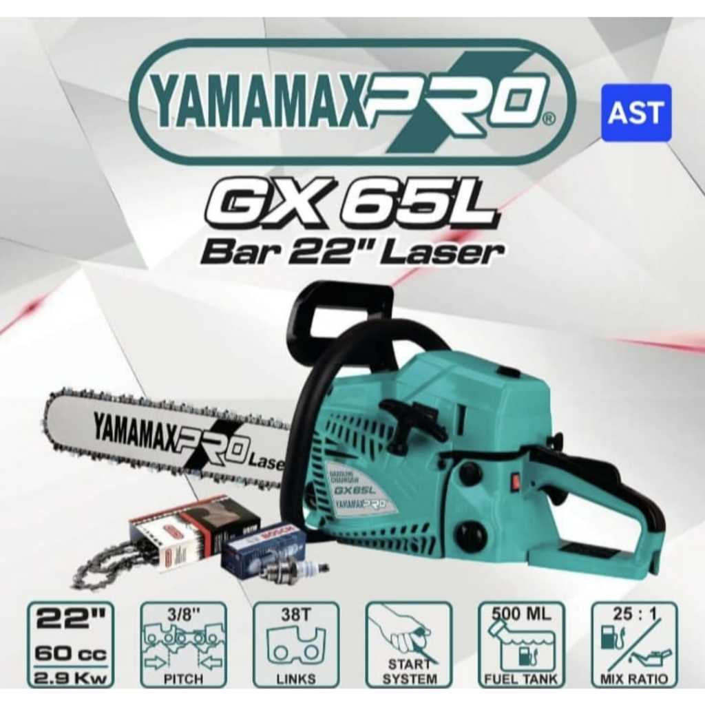 MESIN CHAINSAW GX 65 L  -  GERGAJI POTONG GX 65 L BAR 22" LASER| YAMAMAX PRO
