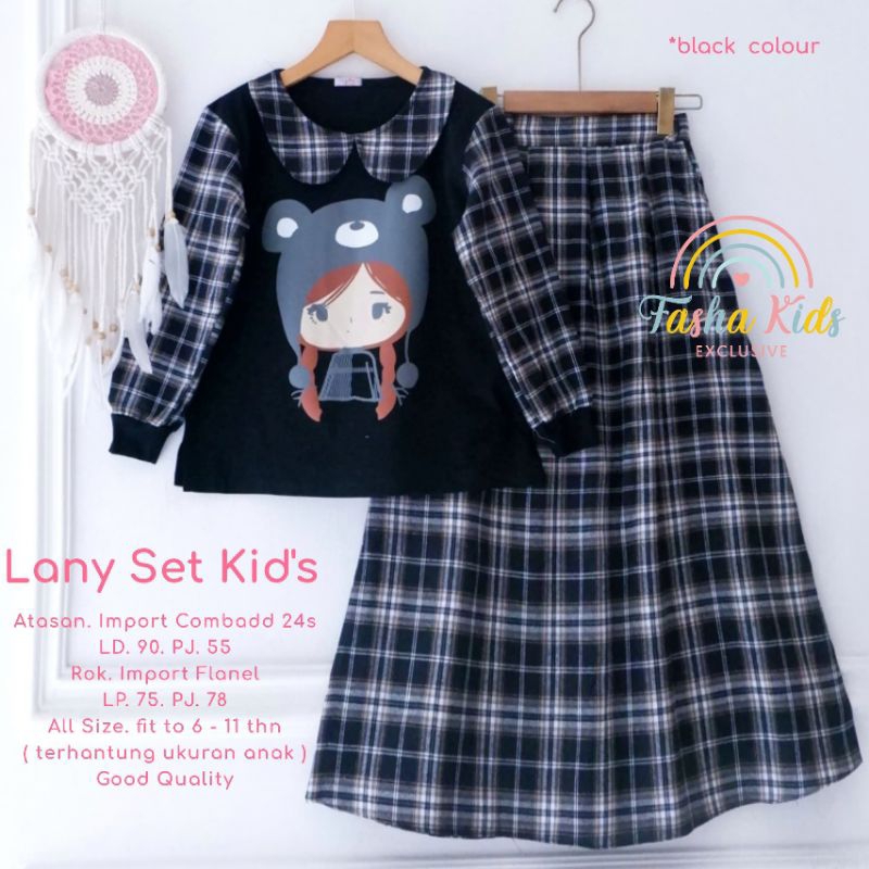 setelan rok anak perempuan 7-12 tahun matt combad original by fasha kids  | gempita ponny hirumi bel