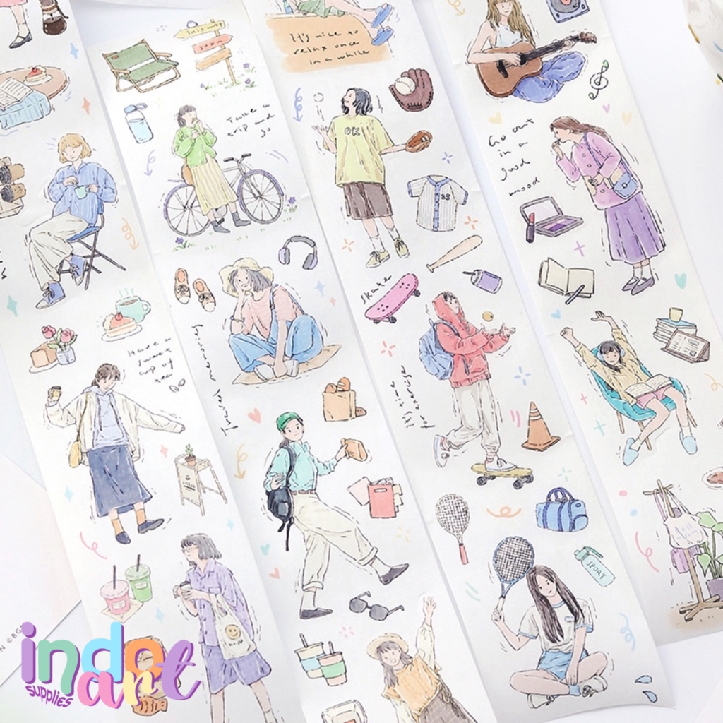 

(IAS) Washi Tape Kiss-Cut Paper Isolasi Kertas Korean Style Japanese Teenage Chill Weather Hoodie Daily Life Girl Country 5 cm 3 meters
