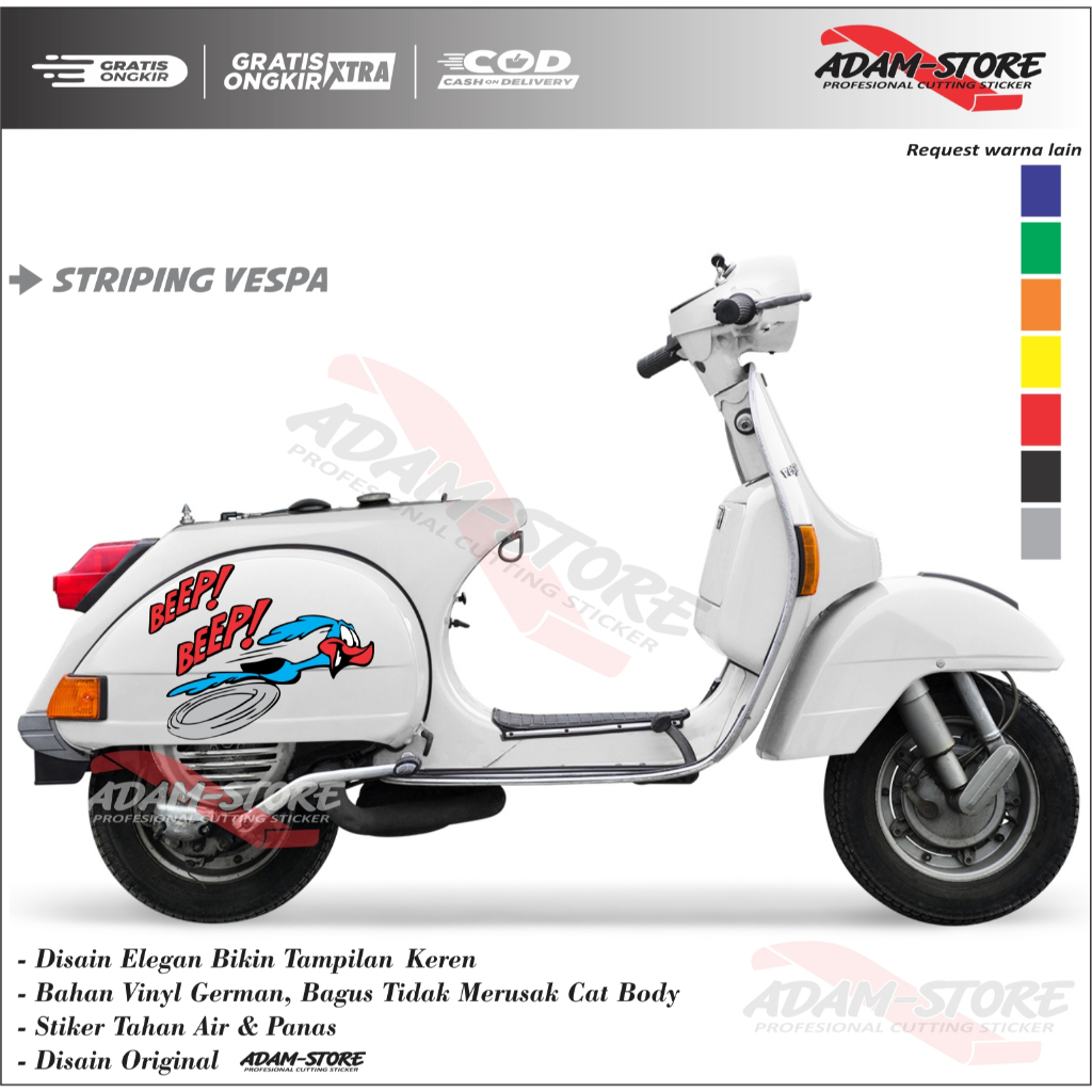 VSA4 Sticker motor vespa px stiker ANIME BEEP BEEP sticker motor vespa px vespa mastic
