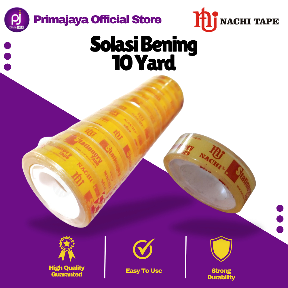 

Nachi Selotip Kecil Bening Transparant 1/2 Inch 12mm x 10Y Yard Per Roll Isolasi Kado Solatip 1 Slop Isi 10 pcs