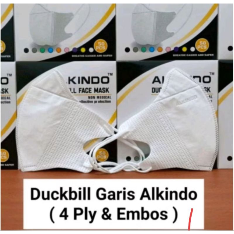 Masker Duckbill  Alkindo mouson  duckbil Hitam Putih 1 box isi 50 pcs facemask wemask ccare duckbil 