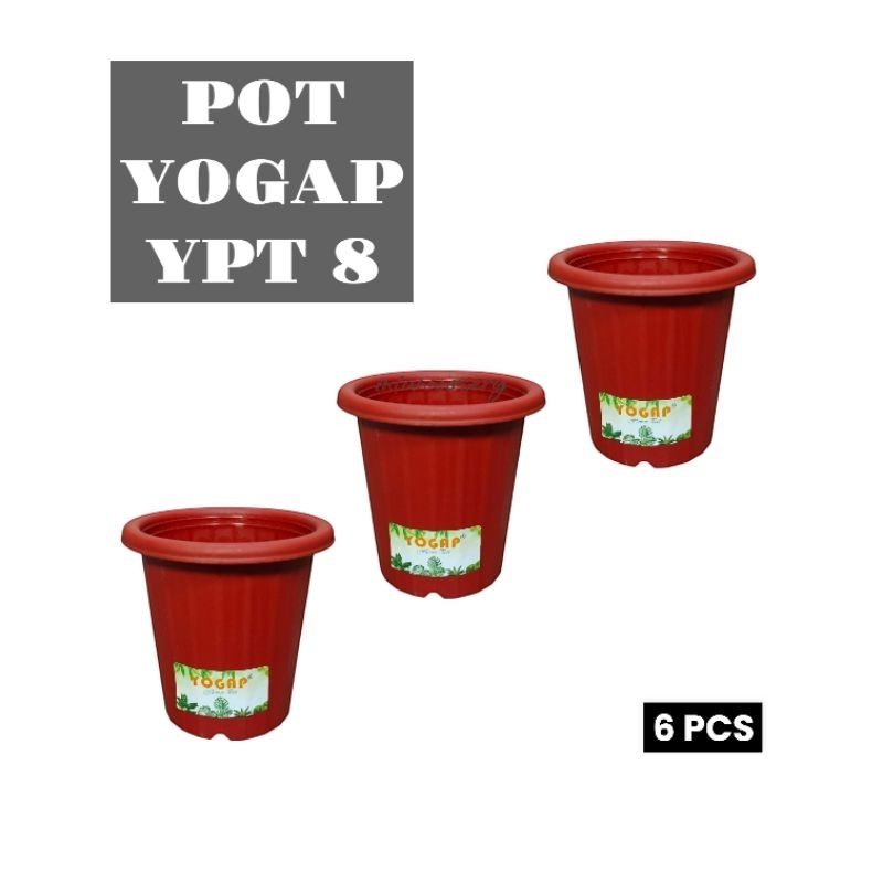 Pot Yogap YPT 8 Merah Bata ( 6 PCS ) Pot Tinggi Tanaman Bunga Hias Kaktus Sansivera Mini Tinggi Yoga