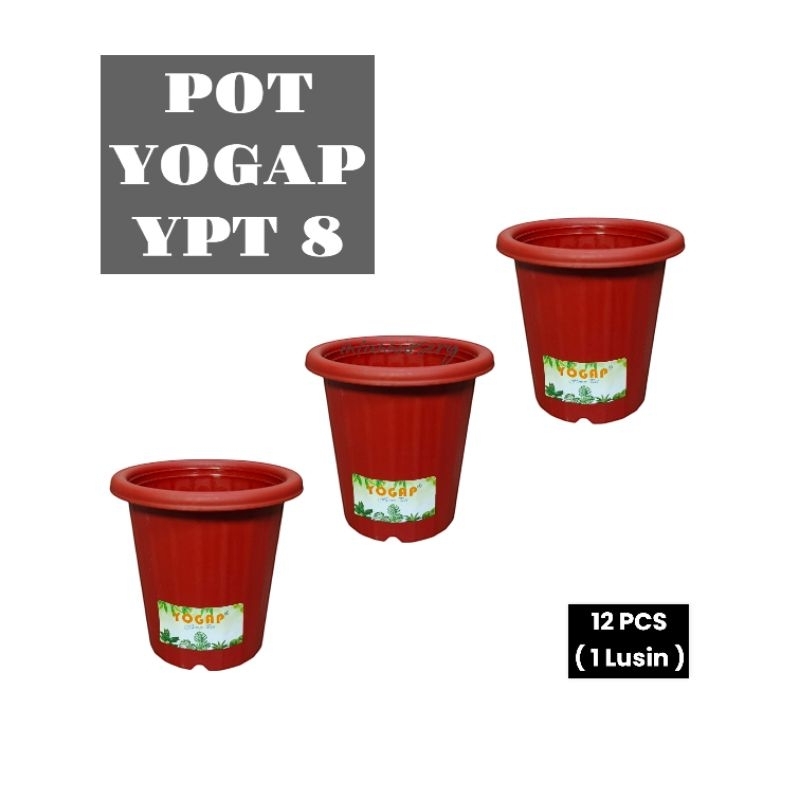 Pot Yogap YPT 8 Merah Bata ( 12 PCS ) Pot Tinggi Tanaman Bunga Hias Kaktus Sansivera Mini Tinggi Yog