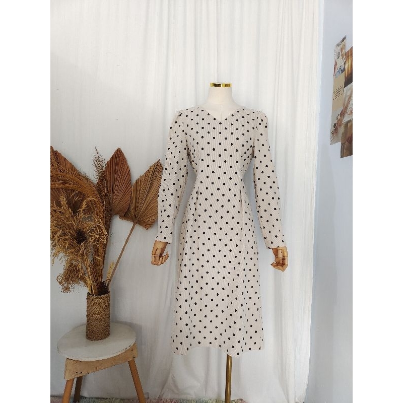 Dress Corduroy By 31.FASHION Polkadot wanita
