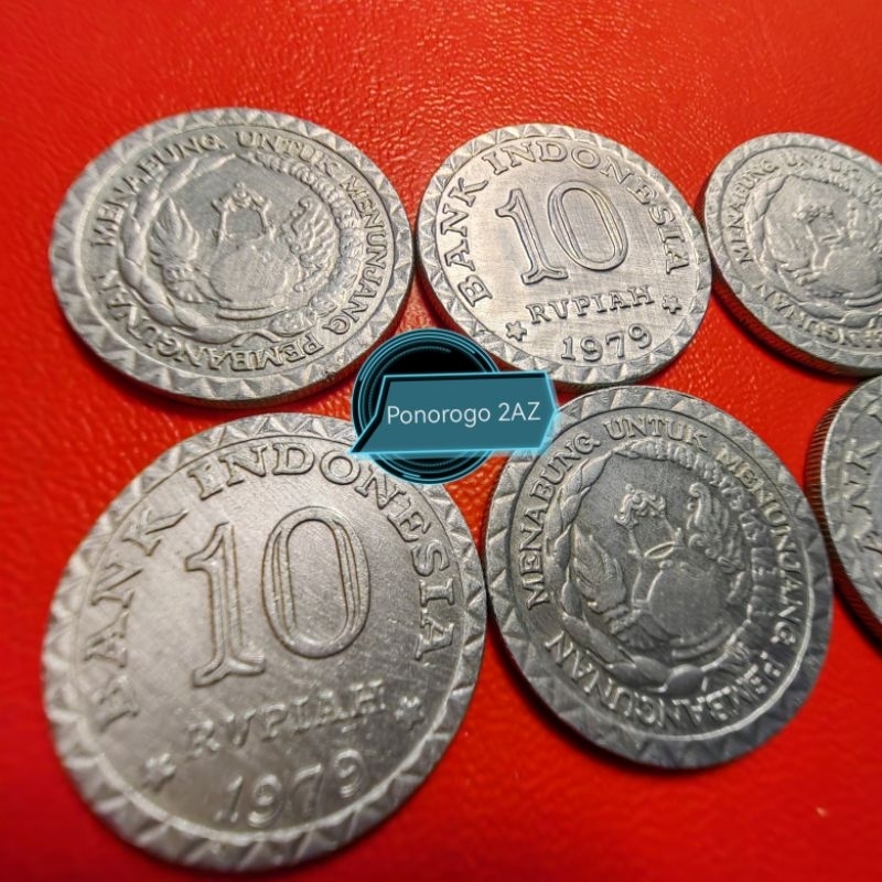 10 rupiah tabanas 1979 aluminium putih ASLI bersih