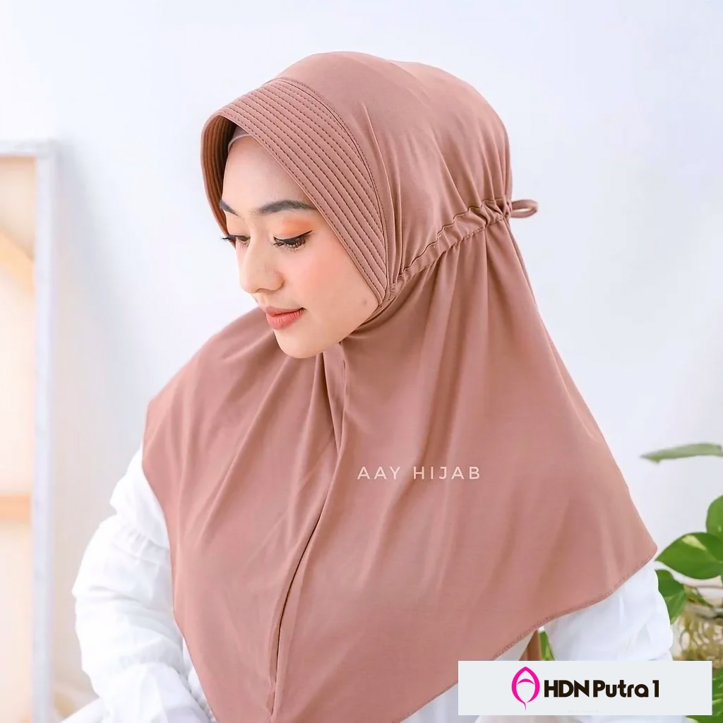 Hijab Instan Amanda Daily Tali Serut Belakang / Jilbab Polos Jersey / Original Amanda