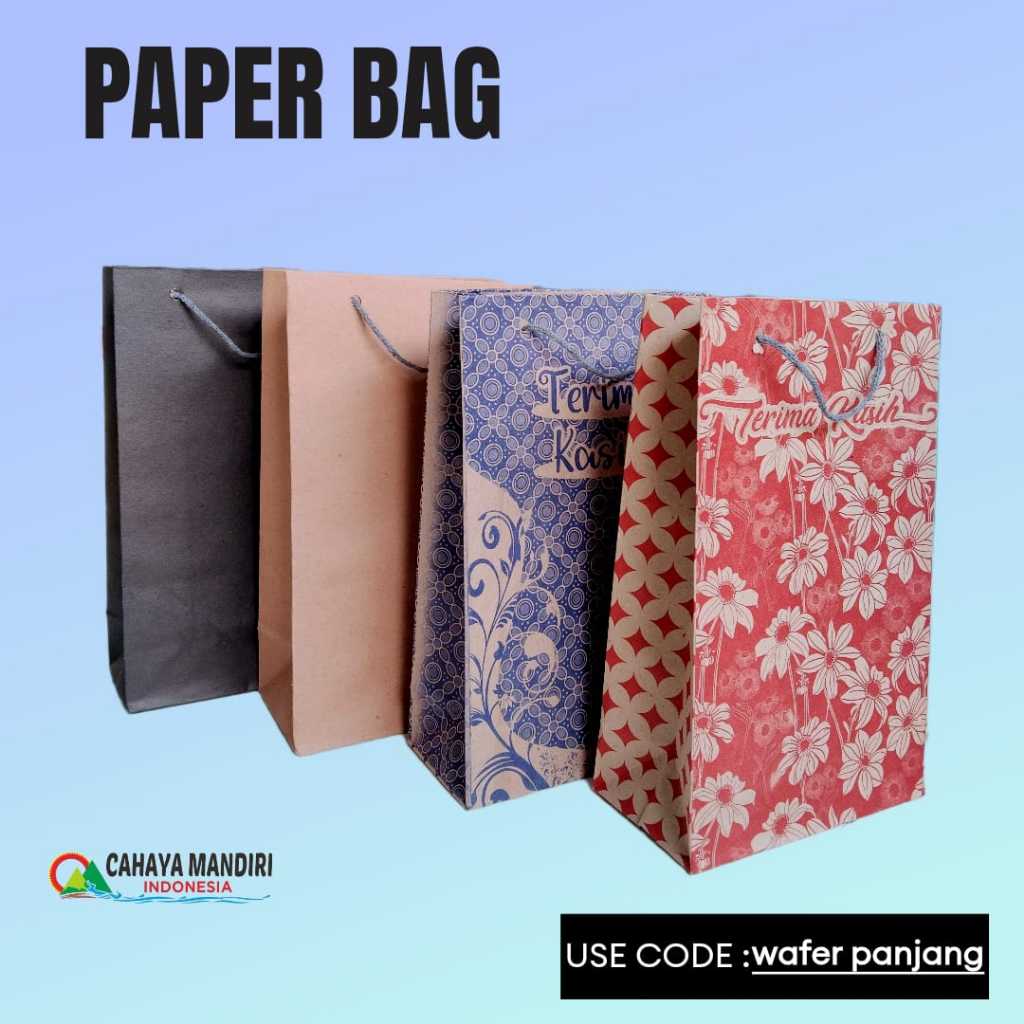 

PAPERBAG WAFER PANJANG(Size 15×8×25) PAPERBAG MURAH, TAS HAJATAN DAN SOVENIR BINGKISAN